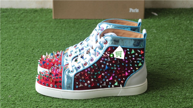 Christian Louboutin Colorful Spike High Top Flat Sneakers